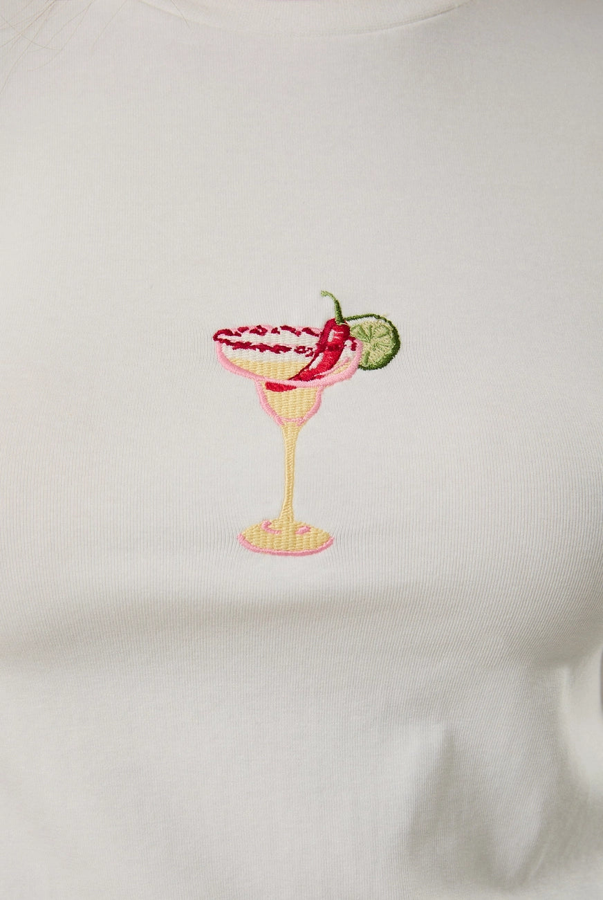 Spicy Cocktail T-Shirt by RARA Boutique featuring vibrant design, casual fit, and bold colors for a stylish Sunday edition look.