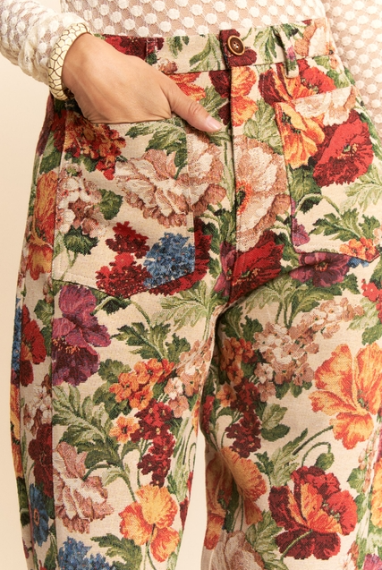 Vintage Floral Tapestry High-Rise Barrel Leg Pants - Davi & Dani - RARA Boutique