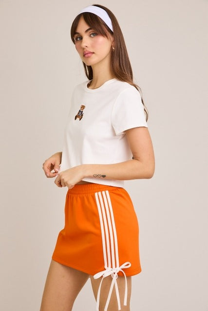 Embroidered Football Teddy Bear Baby Tee - Le Lis - RARA Boutique