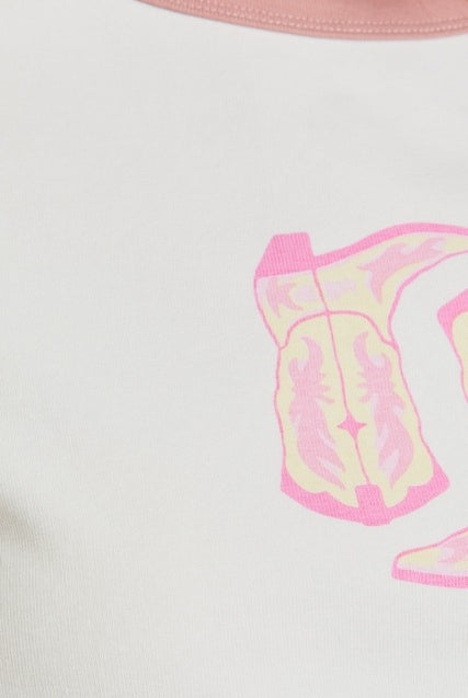 Western Boots Graphic Raglan Baby Tee - Le Lis - RARA Boutique