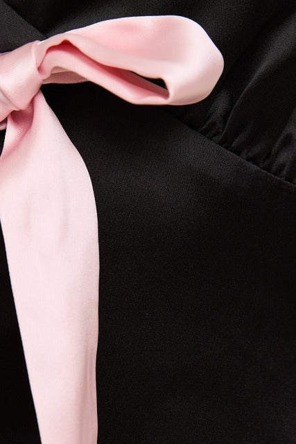 Contrast Bow Front Satin Halter Neck Top - Le Lis - RARA Boutique