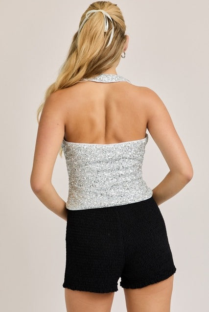 Sequin Square Neck Halter Top - Le Lis - RARA Boutique