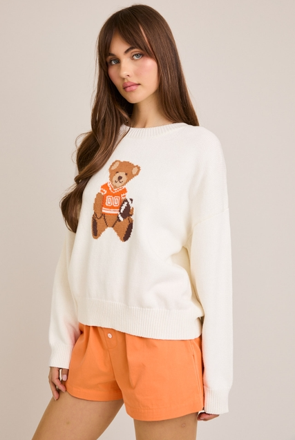 Long Sleeve Football Teddy Bear Sweater - Le Lis - RARA Boutique