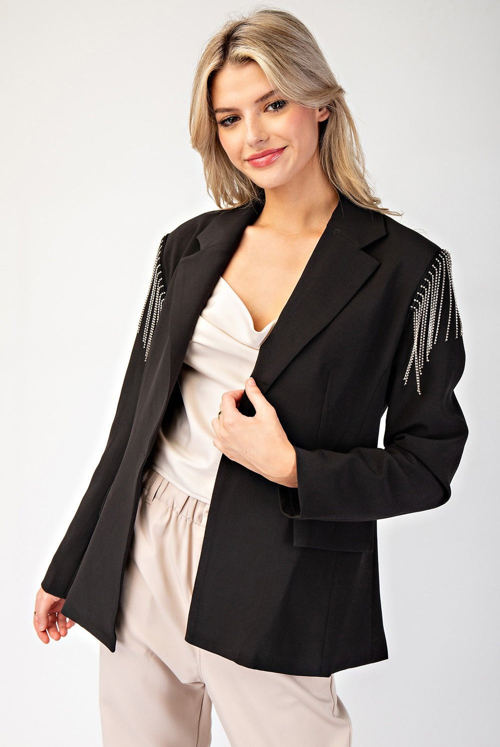 Rhinestone Fringe Blazer Jacket - eesome - RARA Boutique