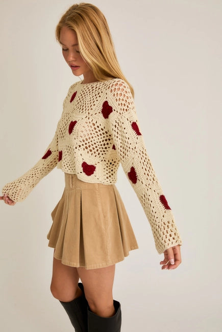 Crochet Heart Sweater Top - Le Lis - RARA Boutique