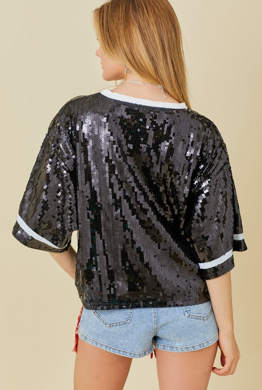 Football Game Day Sequin Top - RARA Boutique