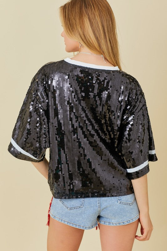 Football Game Day Sequin Top - RARA Boutique