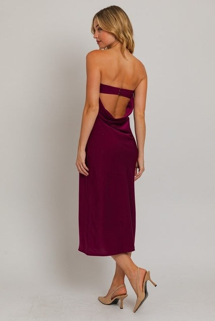Strapless Cowl Back Midi Sheath Dress - Le Lis - RARA Boutique