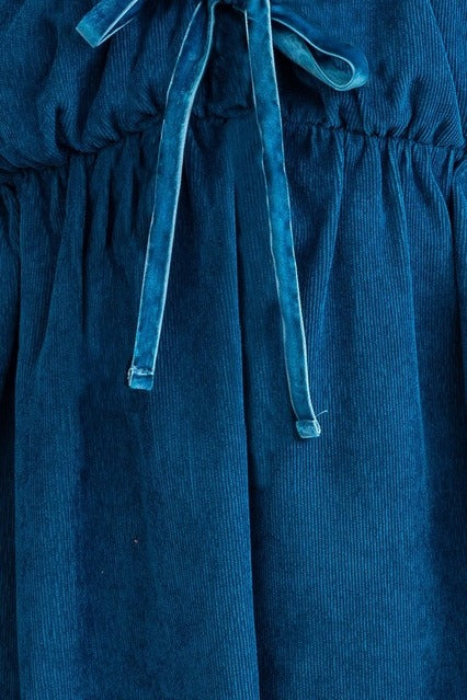 Corduroy Sweetheart Mini Babydoll Dress with Cap Sleeves - Le Lis - RARA Boutique