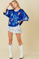 Football Game Day Sequin Top - RARA Boutique
