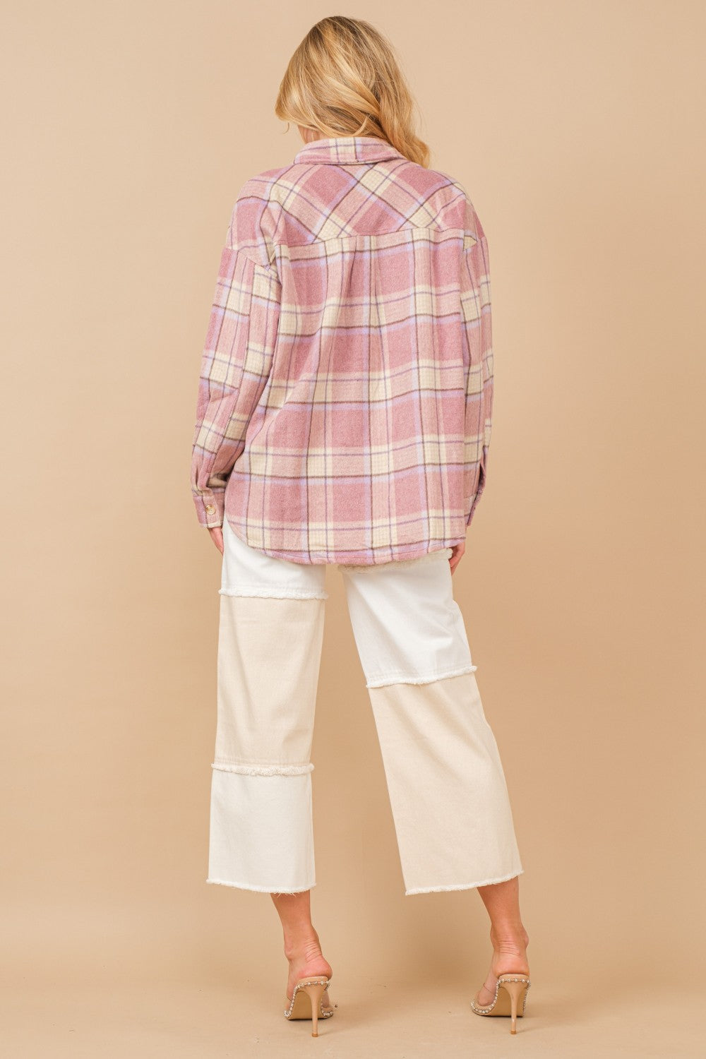 High Waisted Color Block Distressed Frill Edges Twill Jeans - RARA Boutique