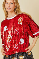 Football Game Day Sequin Top - RARA Boutique