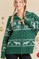 Christmas Faire Isle Knit Sweater Jacket - Main Strip - RARA Boutique