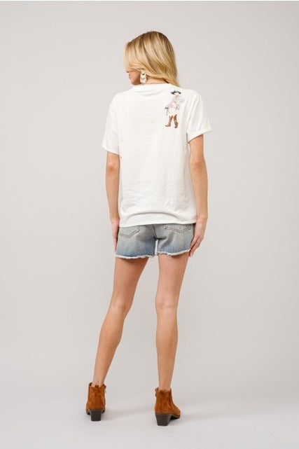Embrided T-shirt- Blue B - RARA Boutique