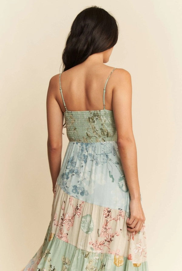 Boho Floral Patchwork Tiered Maxi Dress - Davi & Dani - RARA Boutique