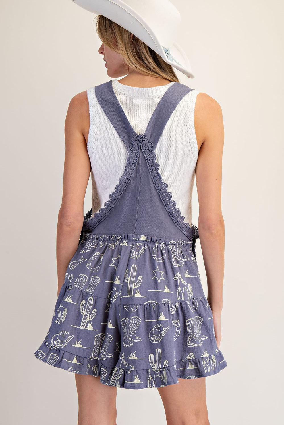 Western Graphic Print Tiered Wide Leg Shortalls Romper - eesome - RARA Boutique