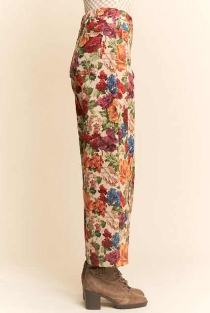Vintage Floral Tapestry High-Rise Barrel Leg Pants - Davi & Dani - RARA Boutique