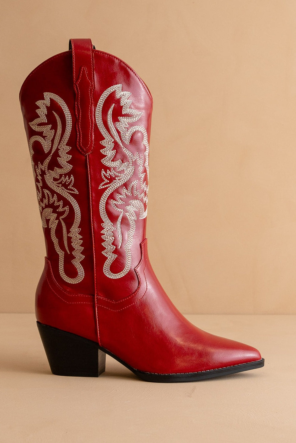 Contrast Embroidered Leather Western Boots - Oasis Society - RARA Boutique