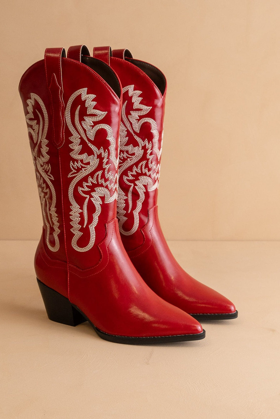 Contrast Embroidered Leather Western Boots - Oasis Society - RARA Boutique