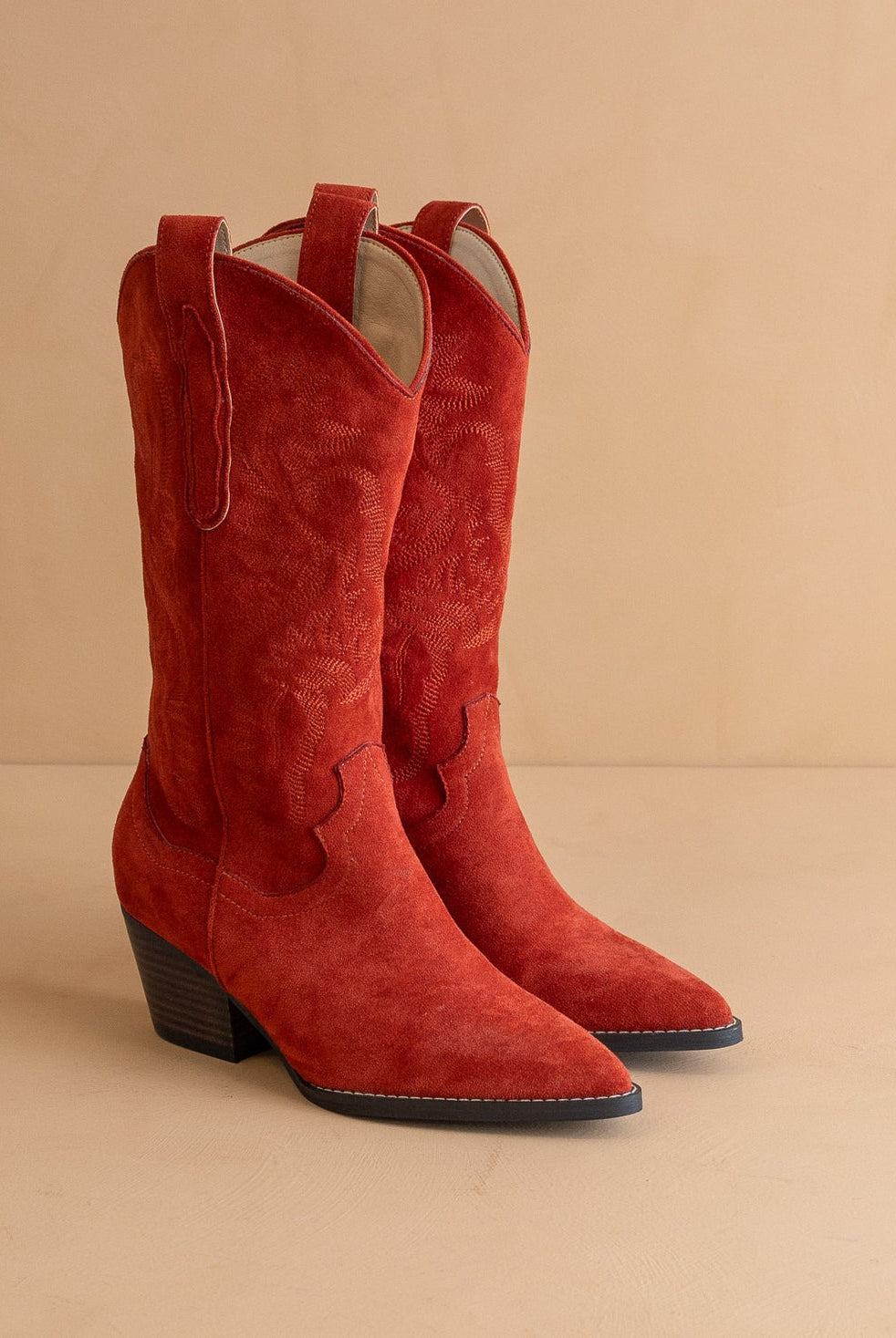 Mid-Calf Embroidered Suede Western Boots - Oasis Society - RARA Boutique