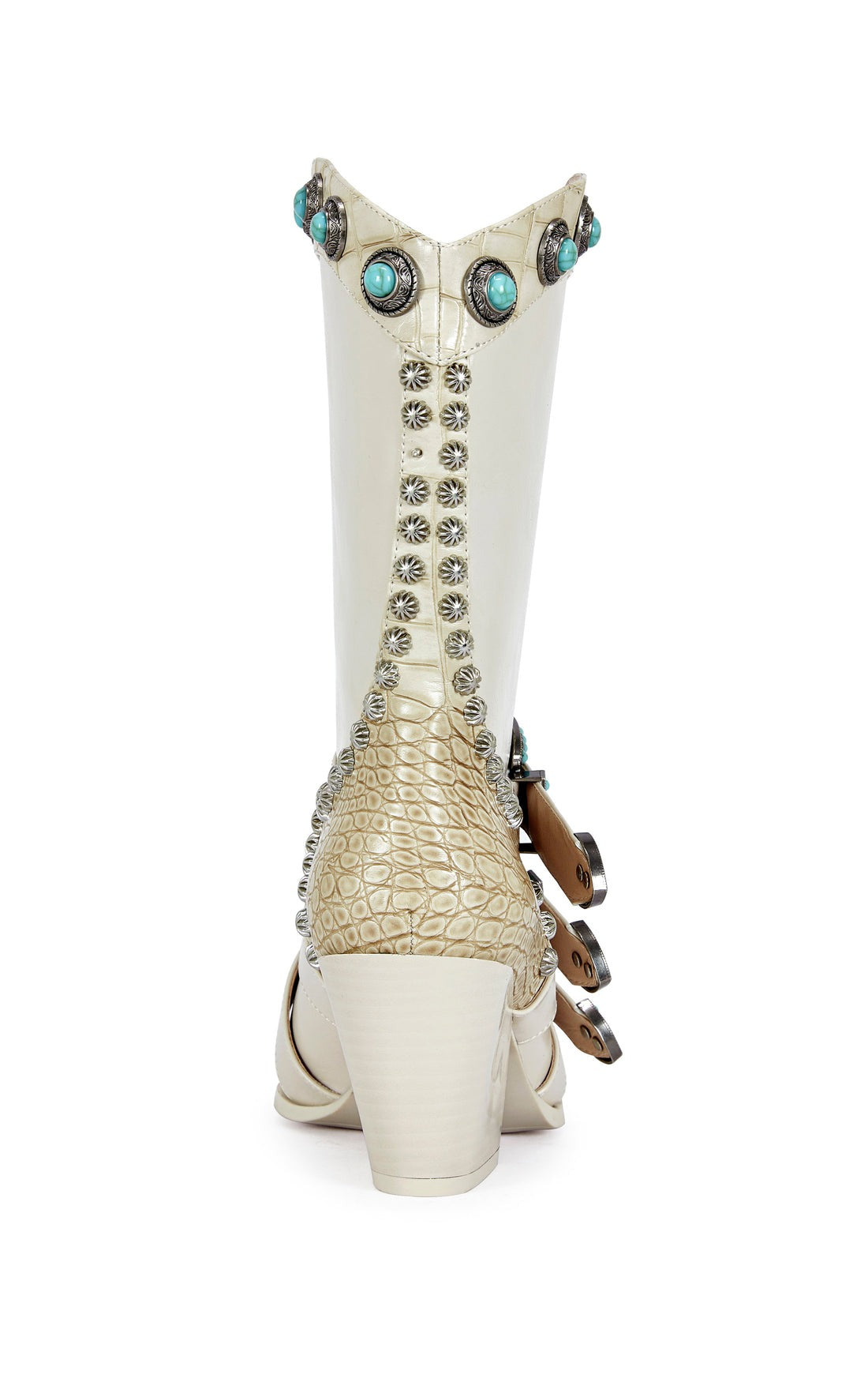 Western Snakeskin Booties with Turquoise Studs & Buckles - Azalea Wang - RARA Boutique