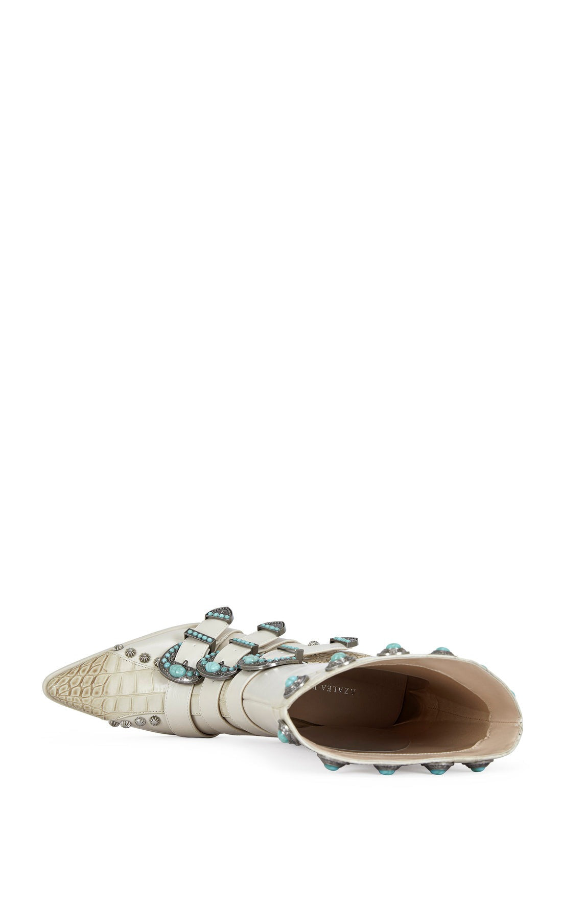 Western Snakeskin Booties with Turquoise Studs & Buckles - Azalea Wang - RARA Boutique