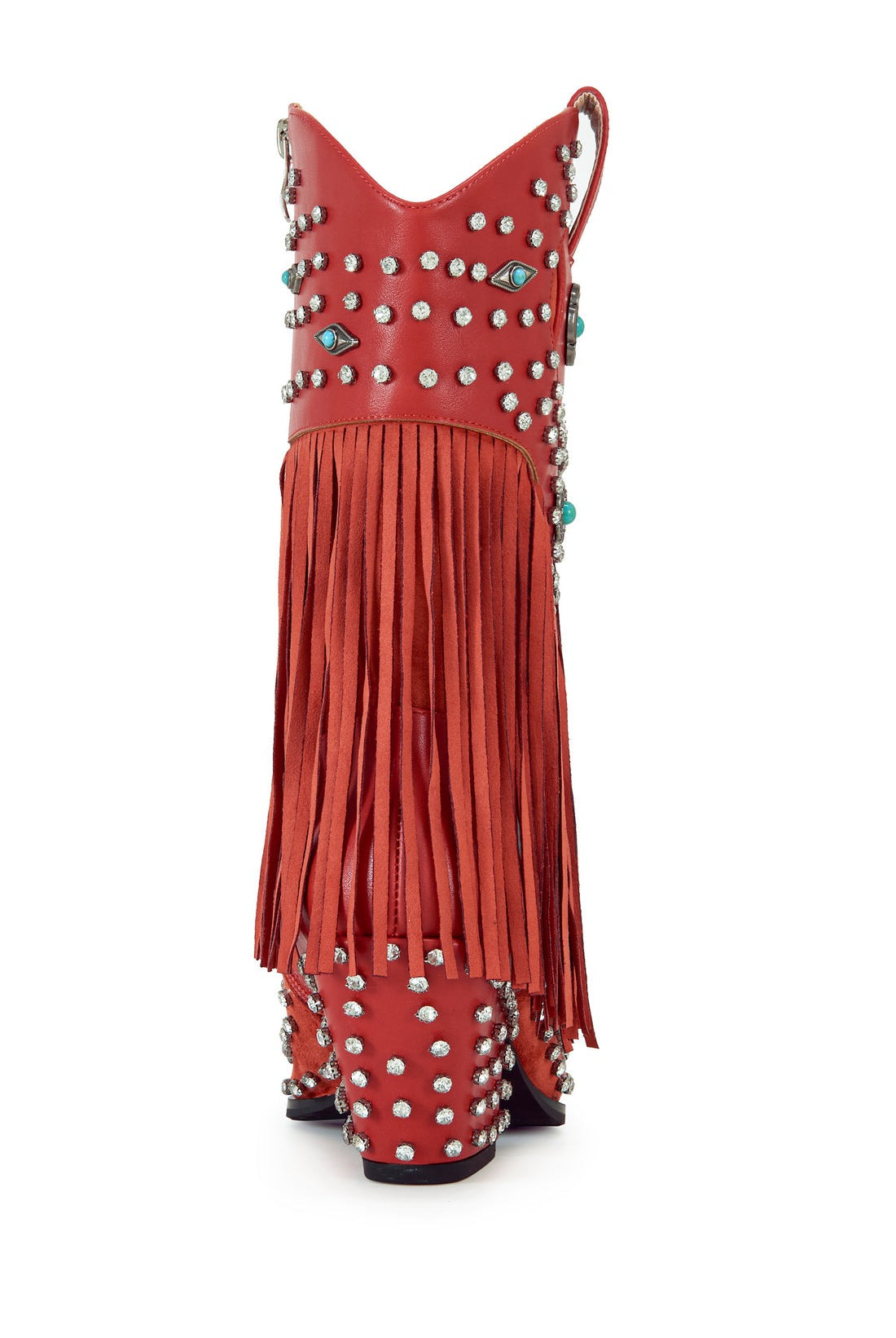 Fringe Western Boots with Rhinestones & Turquoise Studs - Azalea Wang - RARA Boutique