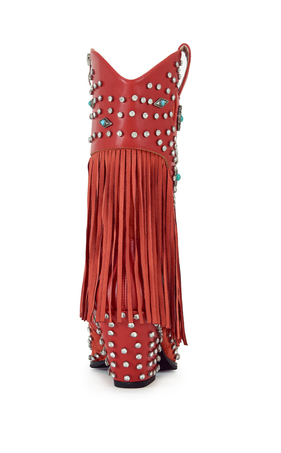 Fringe Western Boots with Rhinestones & Turquoise Studs - Azalea Wang - RARA Boutique
