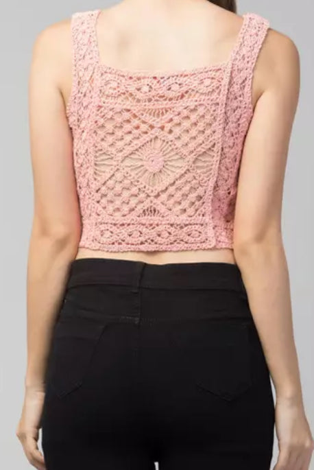 Sleeveless Crochet Crop Top - RARA Boutique