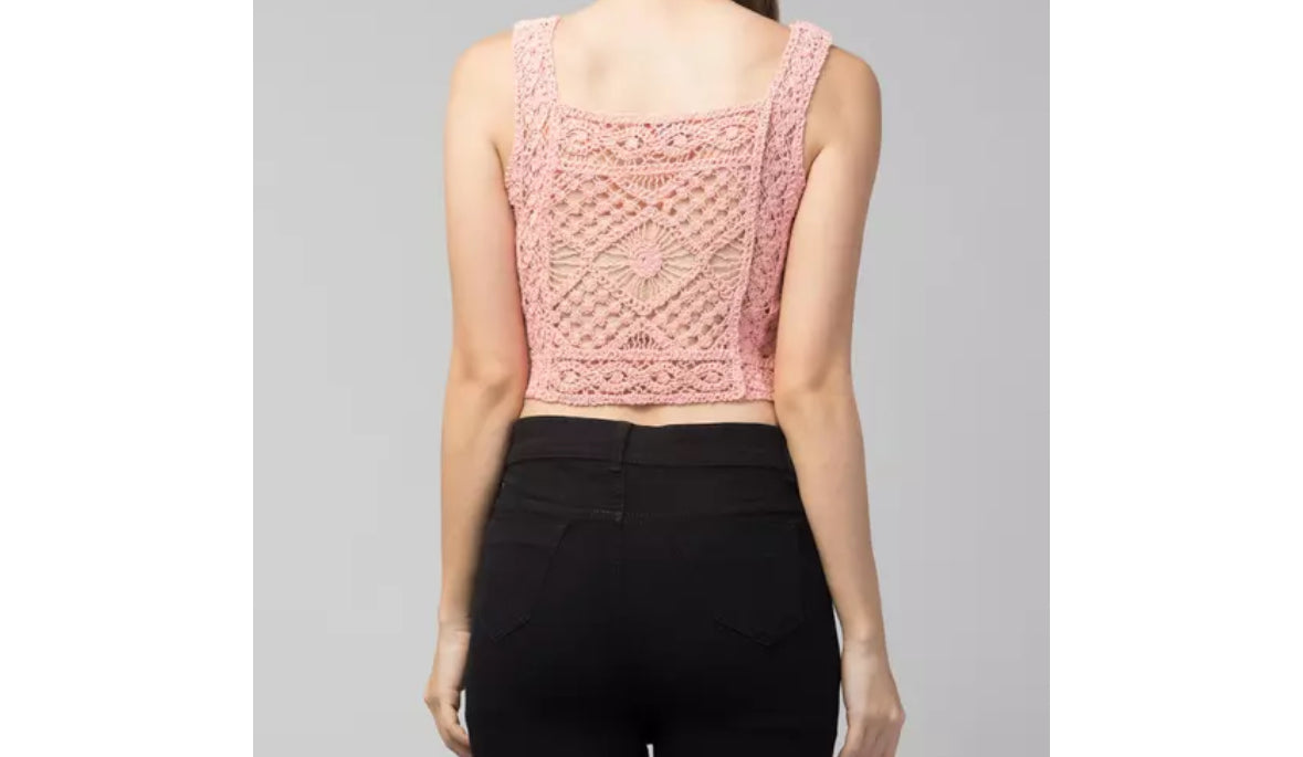 Sleeveless Crochet Crop Top - RARA Boutique