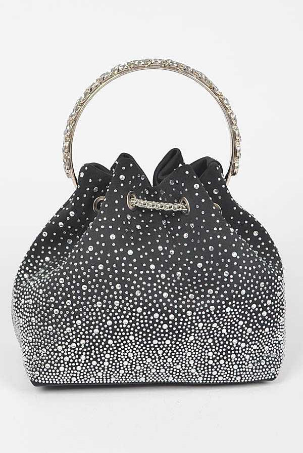 Rhinestone Satin Top Handle Hand Bag - RARA Boutique