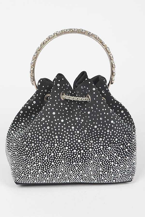 Rhinestone Satin Top Handle Hand Bag - RARA Boutique