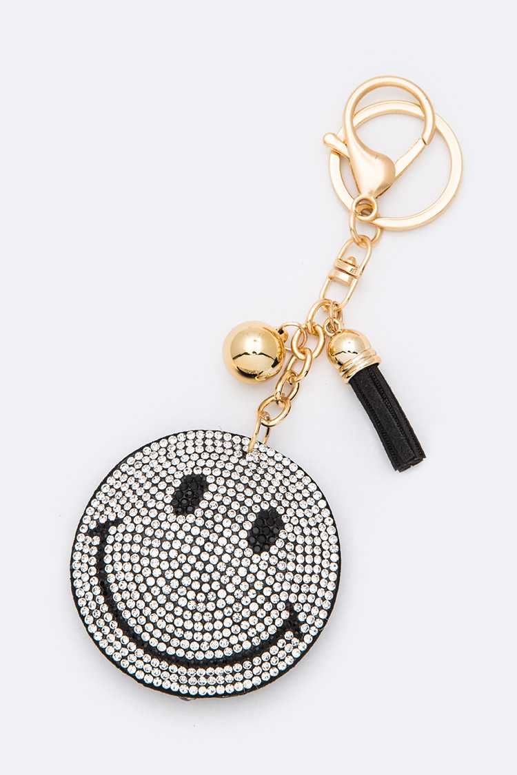 Rhinestone Smiley Face Pillow Key Chain - RARA Boutique