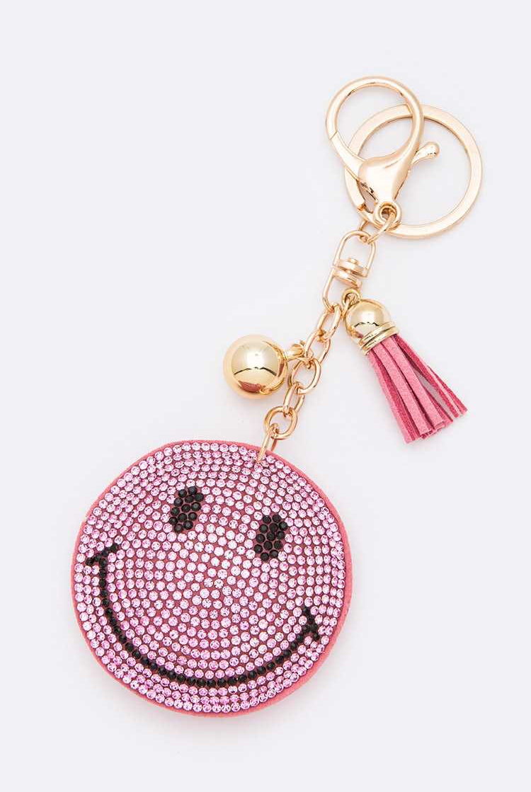 Rhinestone Smiley Face Pillow Key Chain - RARA Boutique