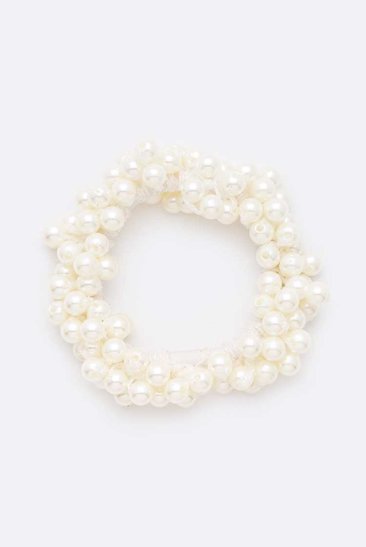 Faux Pearl Cluster Scrunchie Hair Tie - RARA Boutique