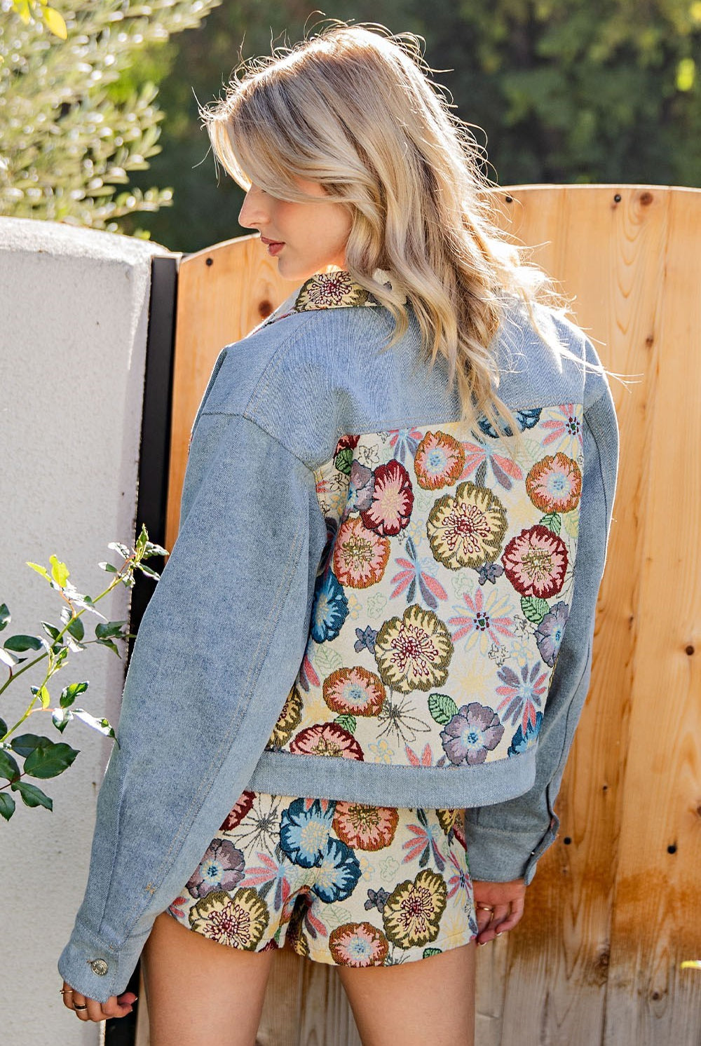 Vintage Floral Tapestry Denim Mini Wrap Skort - eesome - RARA Boutique