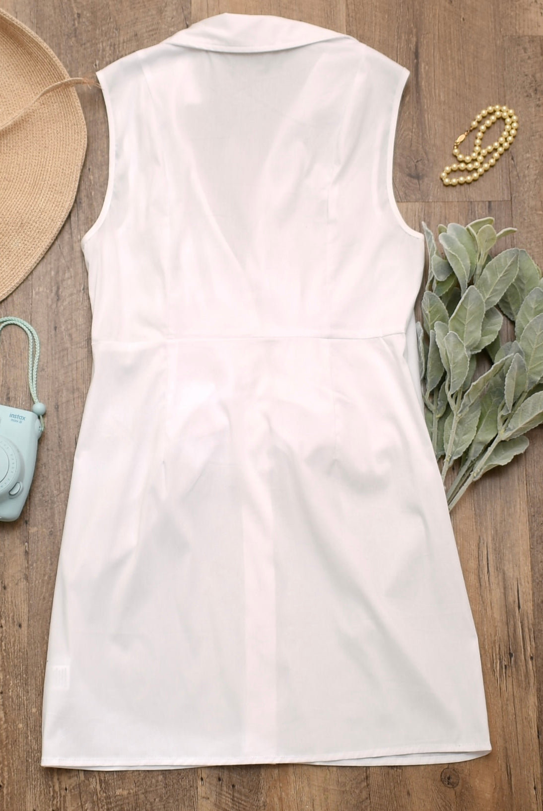 V-Neck Poplin Sleeveless Dress with Bow - RARA Boutique