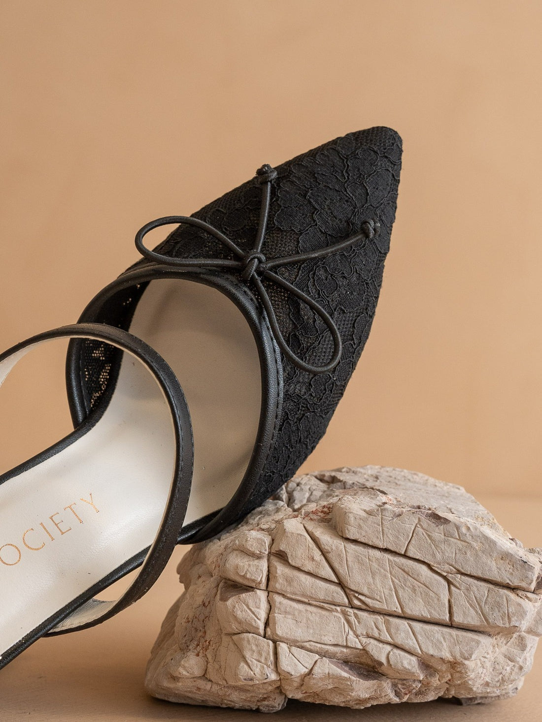 Lace Pointed Toe Kitten Heel Mules - Oasis Society - RARA Boutique