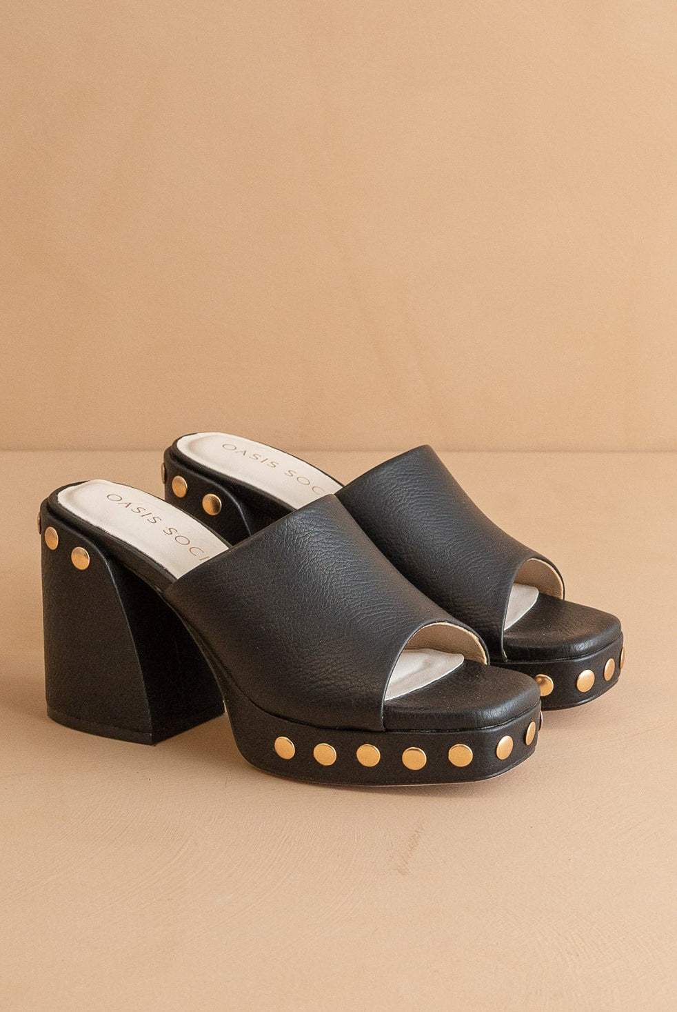 Chunky Studded Platform Slip-On Heels - Oasis Society - RARA Boutique