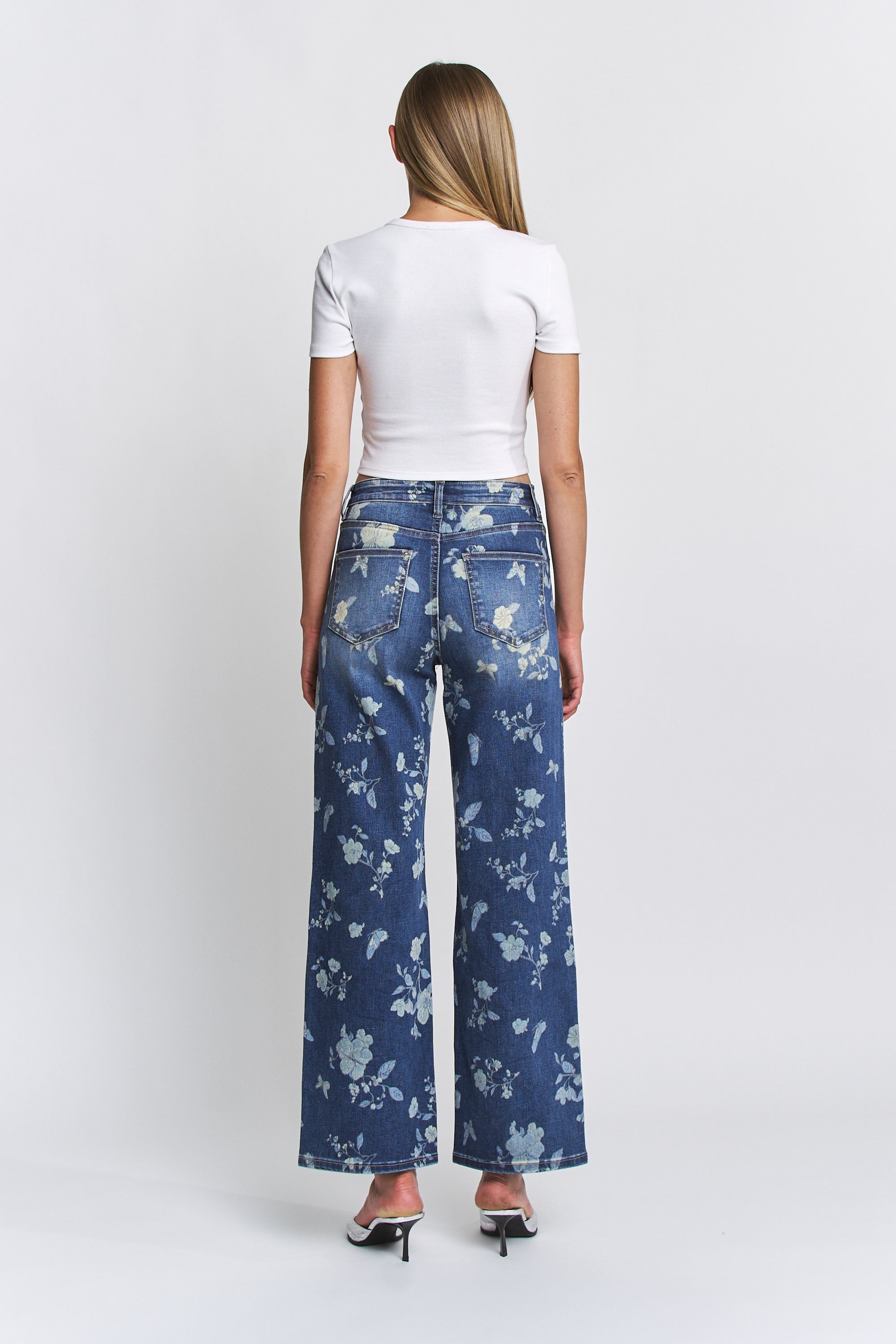 Floral Print Wide Leg Jeans - Mica - RARA Boutique