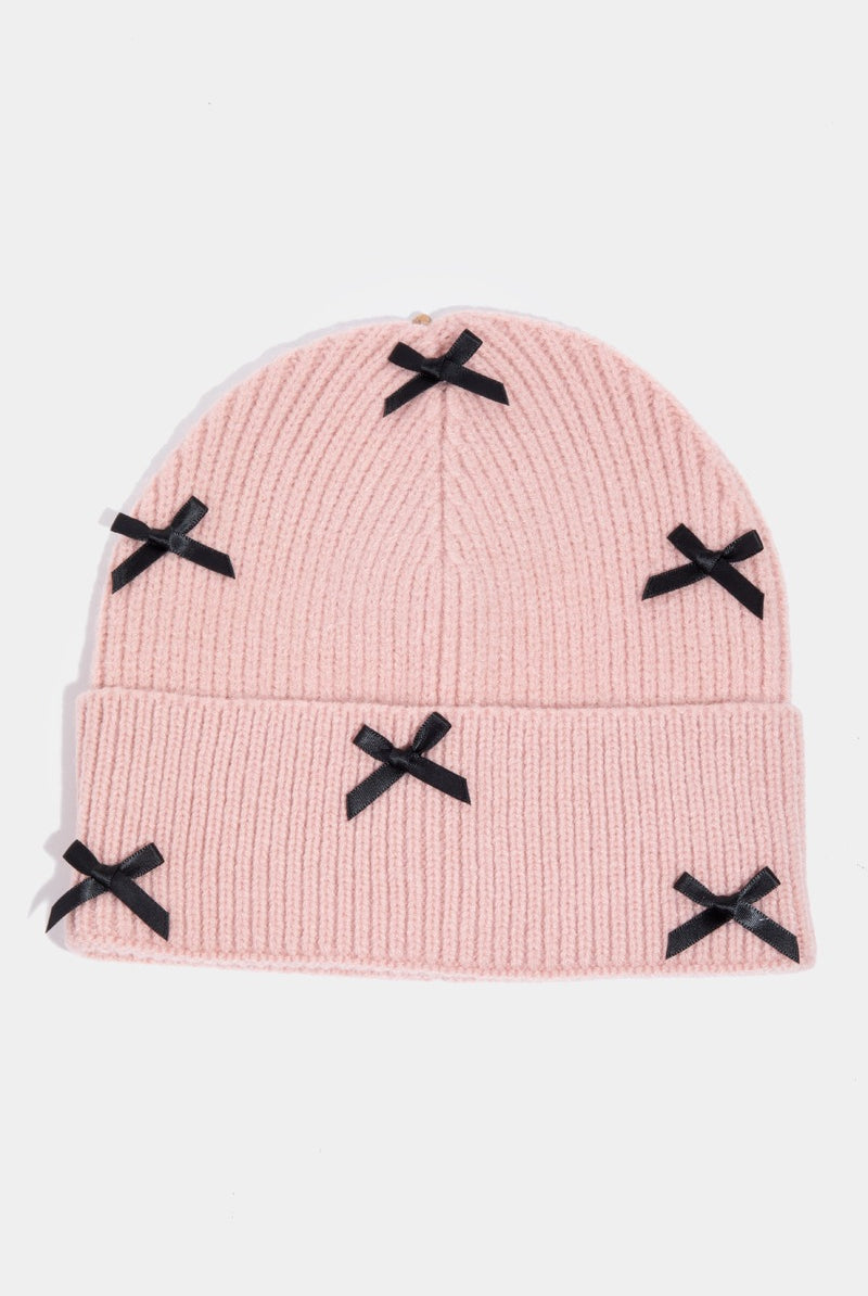 Mini Satin Ribbon Bow Charms Beanie - RARA Boutique
