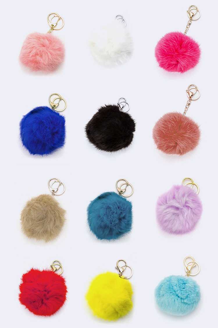 Fluffy Fur Ball Pom-Pom Keychain - RARA Boutique