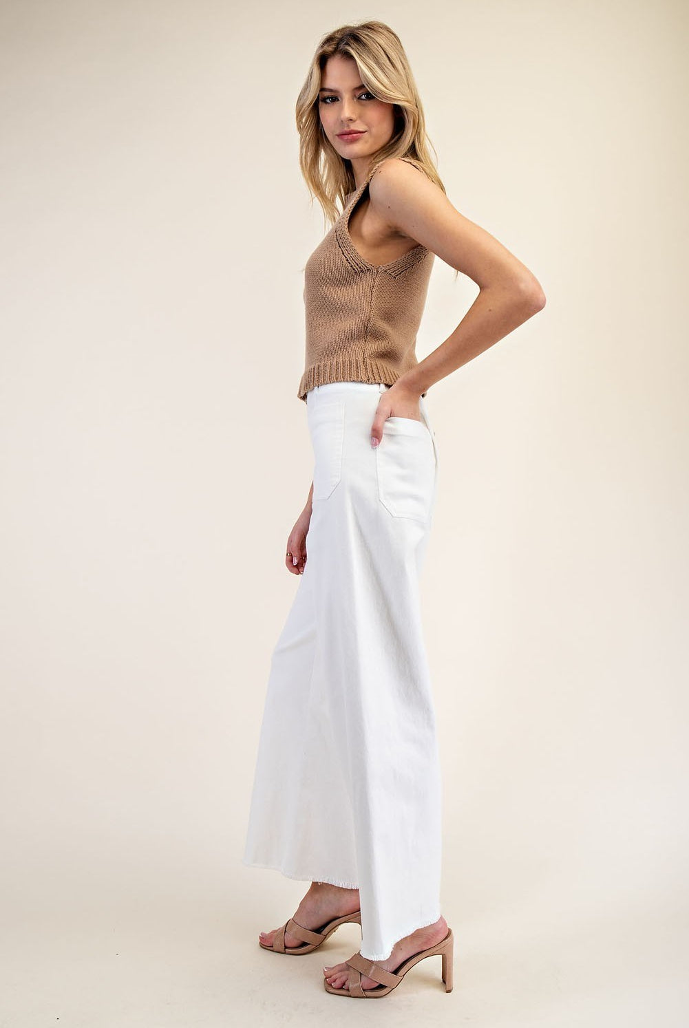 Soft Wash Straight Leg Pants with Raw Hems & Patch Pockets - eesome - RARA Boutique