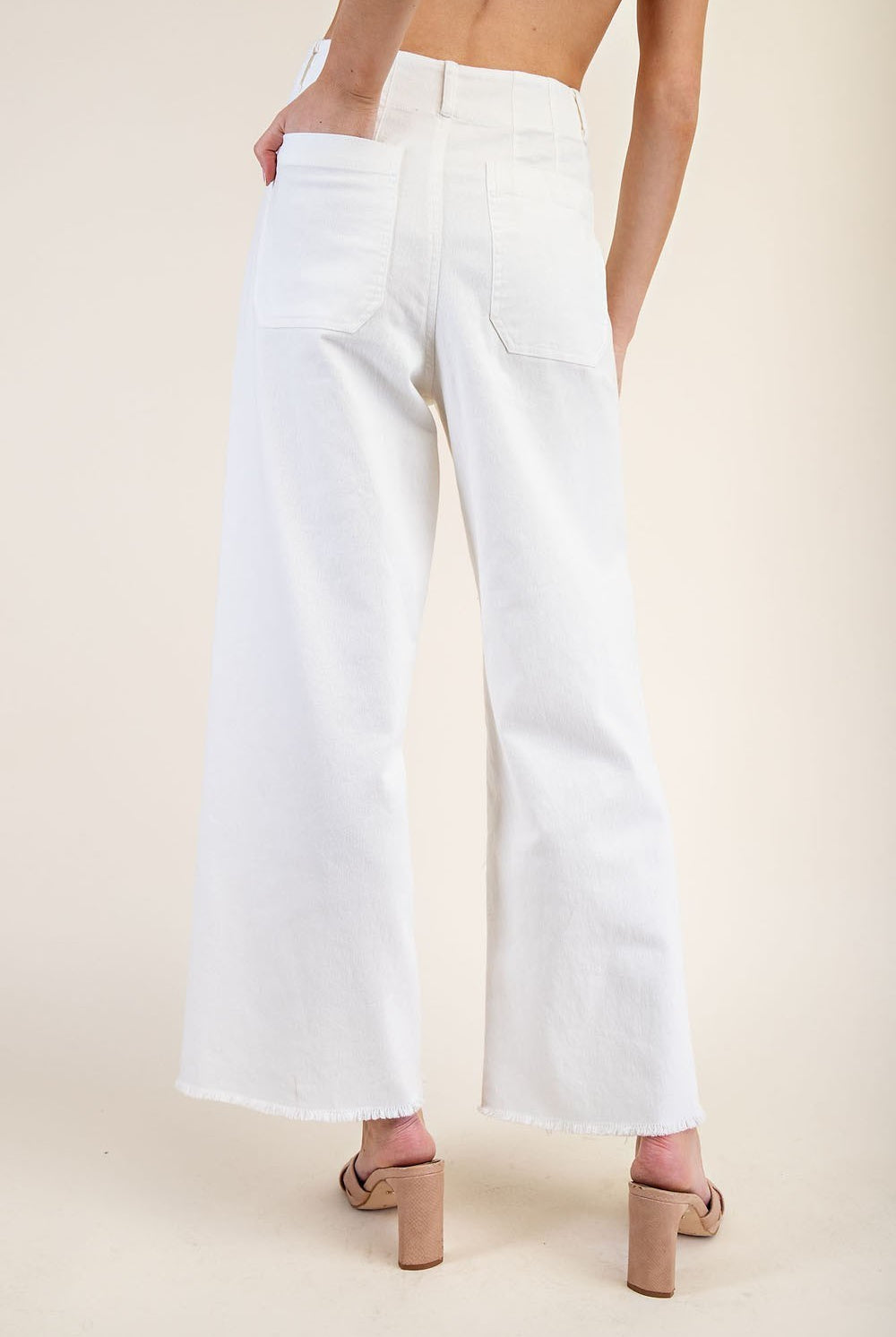 Soft Wash Straight Leg Pants with Raw Hems & Patch Pockets - eesome - RARA Boutique
