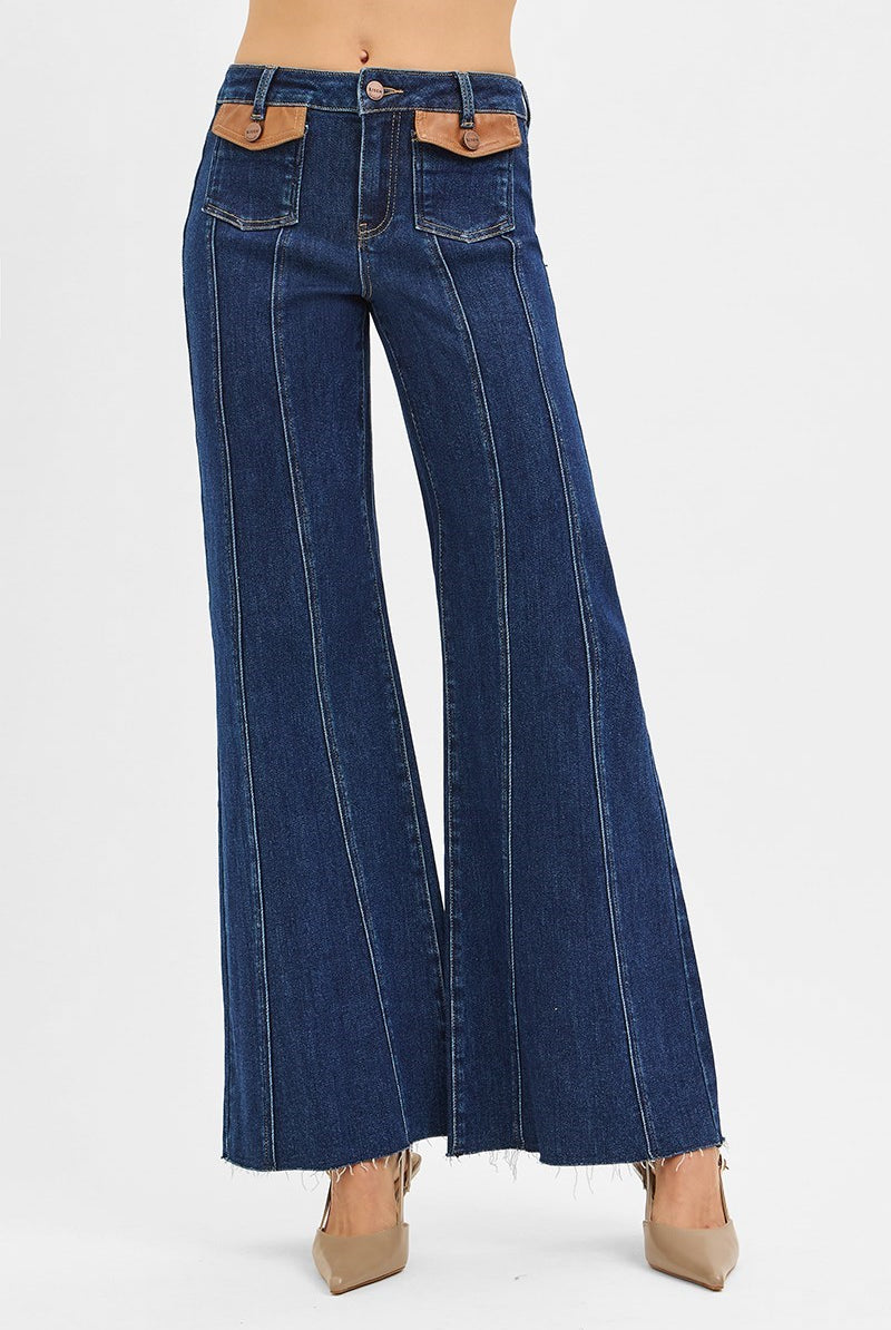 Risen jeans Leather pocket - RARA Boutique