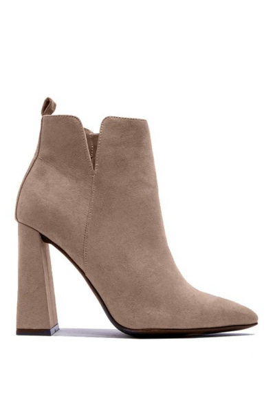 Qupid Suede Pyramid Heel Ankle Booties - RARA Boutique