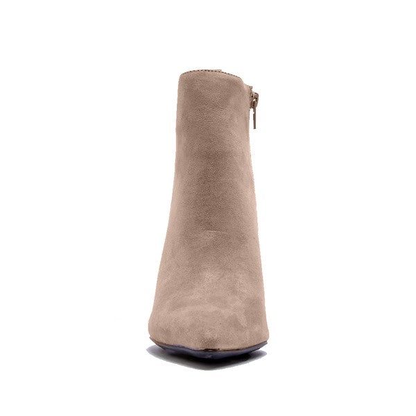 Qupid Suede Pyramid Heel Ankle Booties - RARA Boutique