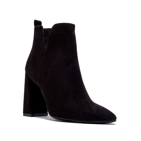 Qupid Suede Pyramid Heel Ankle Booties - RARA Boutique