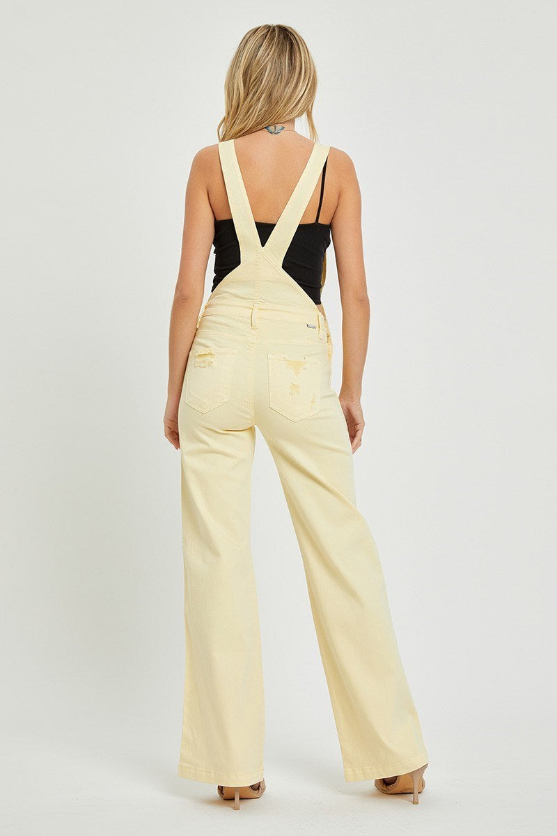Patch Pocket Wide Leg Denim Overalls - Risen - RARA Boutique