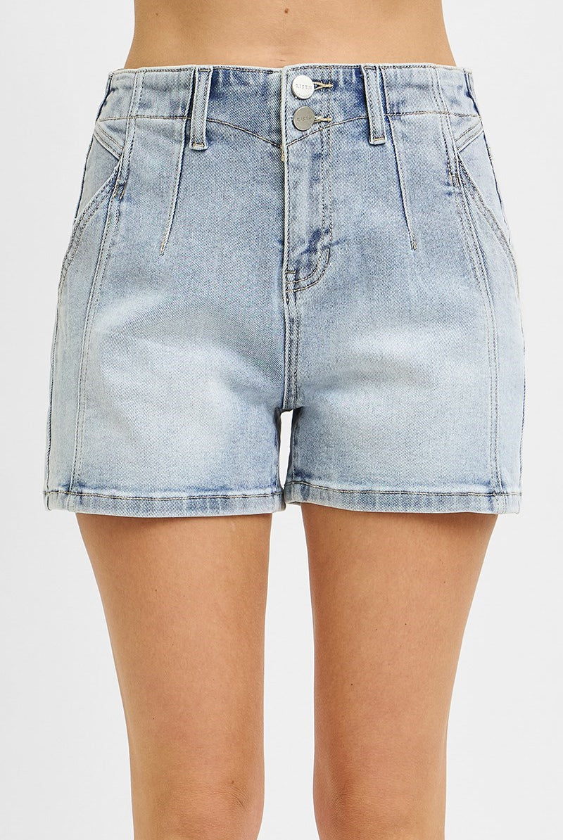 High Rise Western Style Denim Shorts - Risen - RARA Boutique